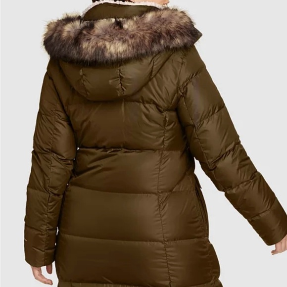 Women's Olive Parka with Faux Fur Trim - Picture 2 of 7